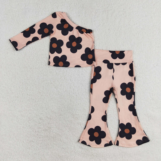 GLP1357 western clothes No MOQ One-Shoulder Long Sleeve Pantsuit in Black Flower Pink Orange Vintage Style Cotton Cartoon