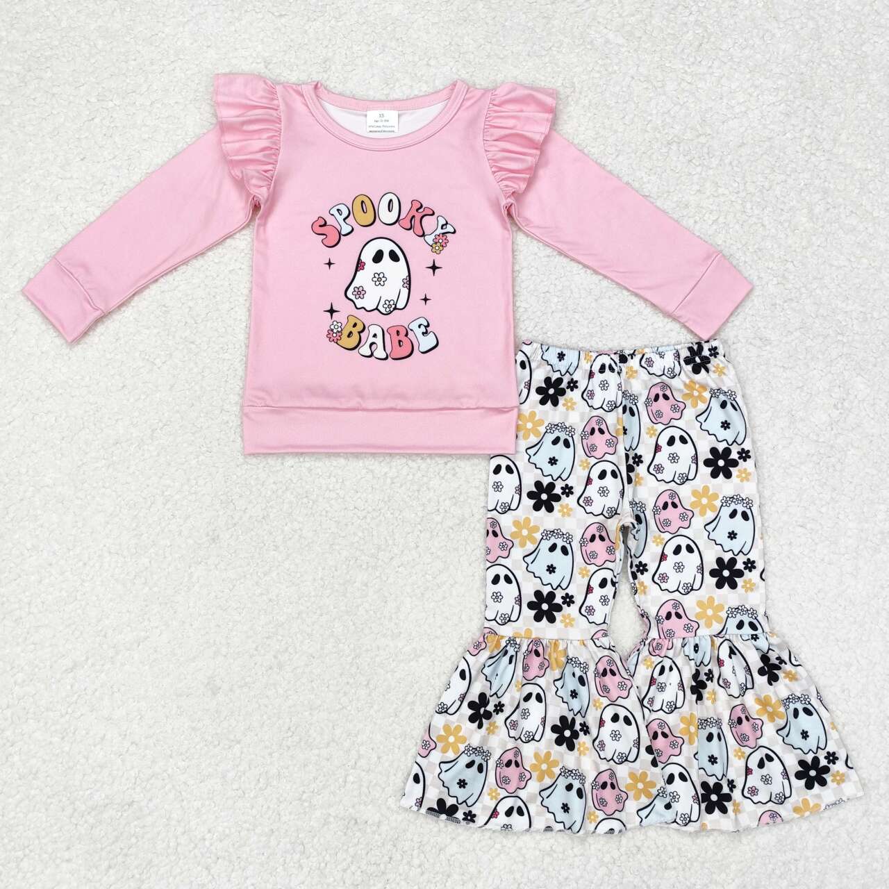 GLP1369 NO MOQ spooky babe Pink long-sleeved floral Ghost plaid pantsuit
