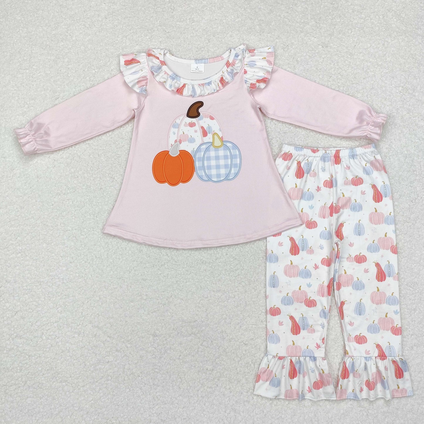 GLP1409 Plaid pumpkin lace pink long-sleeved pantsuit