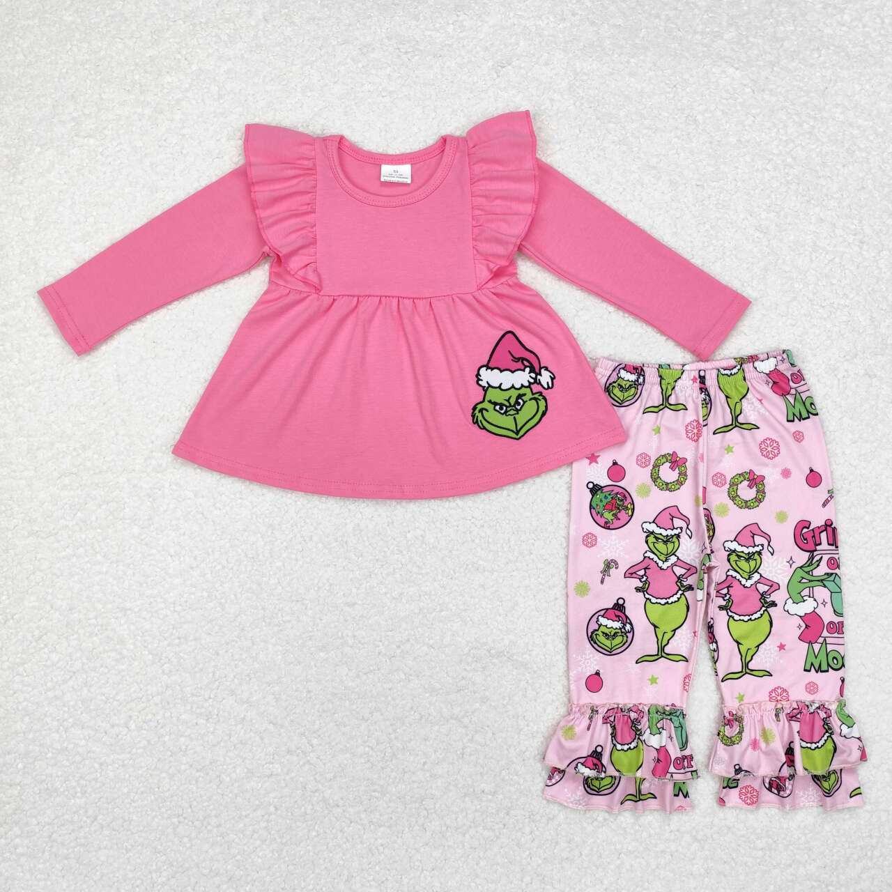 GLP1453 grinch mode Embroidery Switch Pink Lace long sleeve pant set High quality