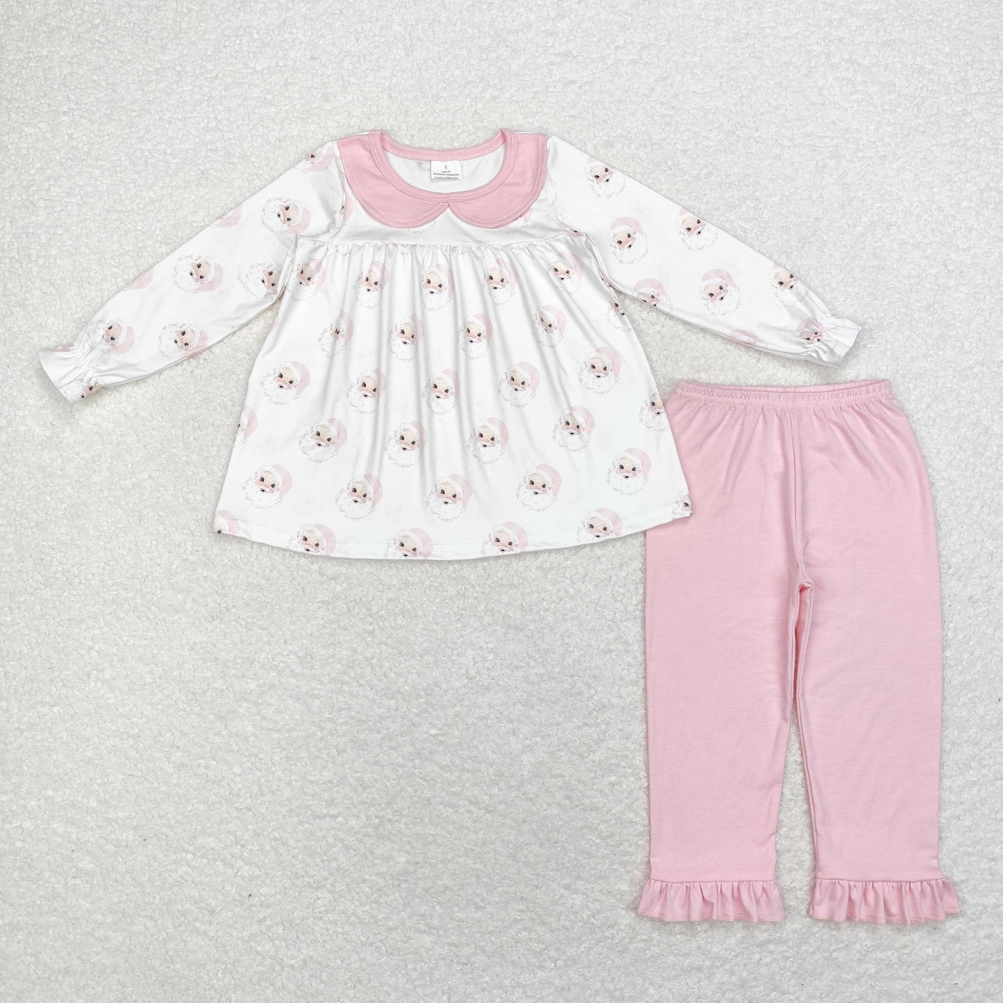 GLP1531 Santa Claus pink doll collar white long sleeve pants suit