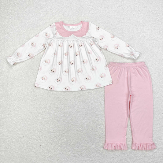 GLP1531 Santa Claus pink doll collar white long sleeve pants suit