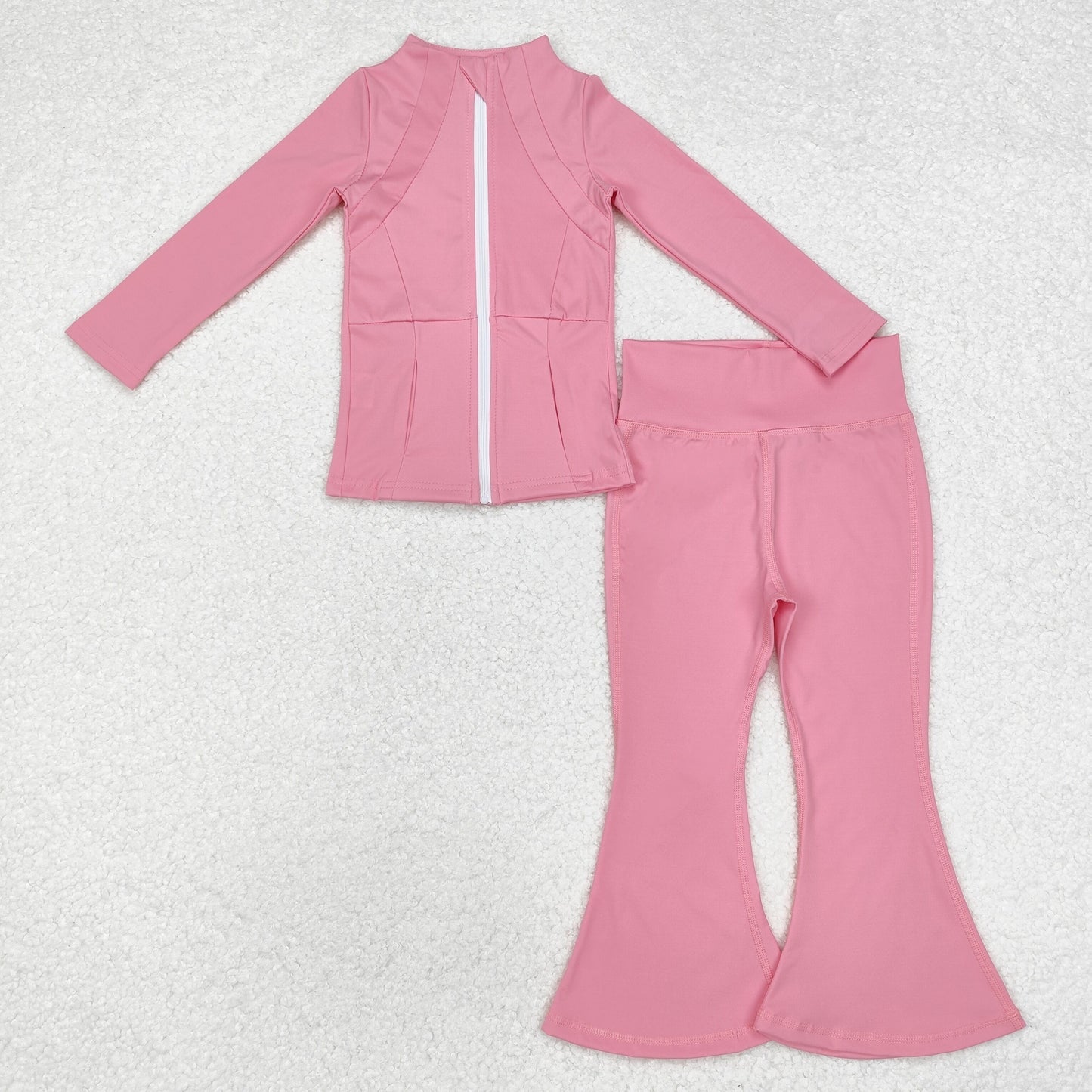 GLP1554 Pink yoga dress zip-up long sleeve pant suit