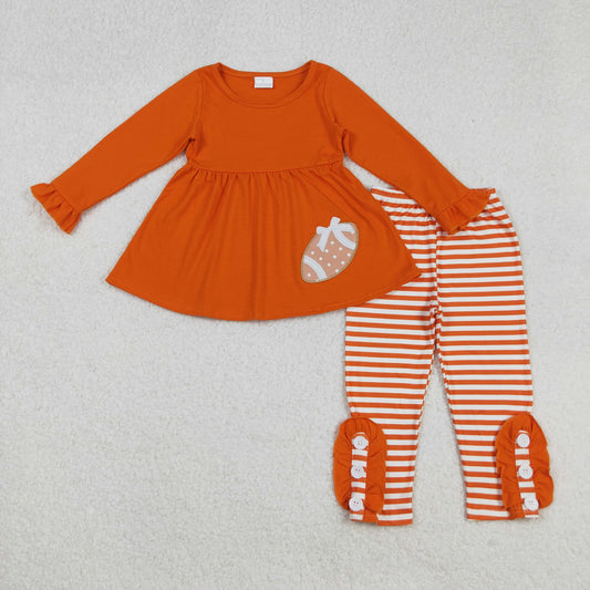 GLP1588 NO MOQ Embroidered polka dot football Solid Orange long sleeve striped pantsuit  202509 RTS