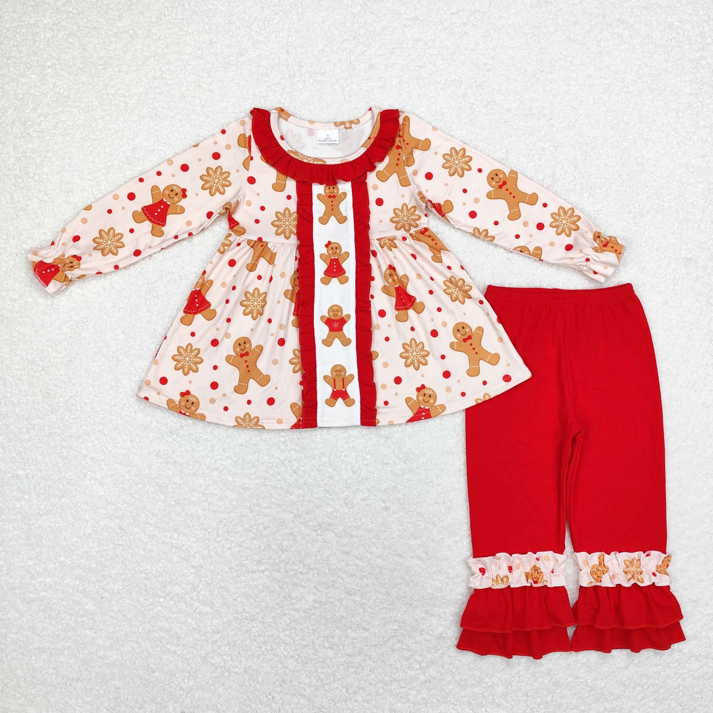 GLP1697 Gingerbread Man Lace pink long sleeve top Red pants set high quality wholesale