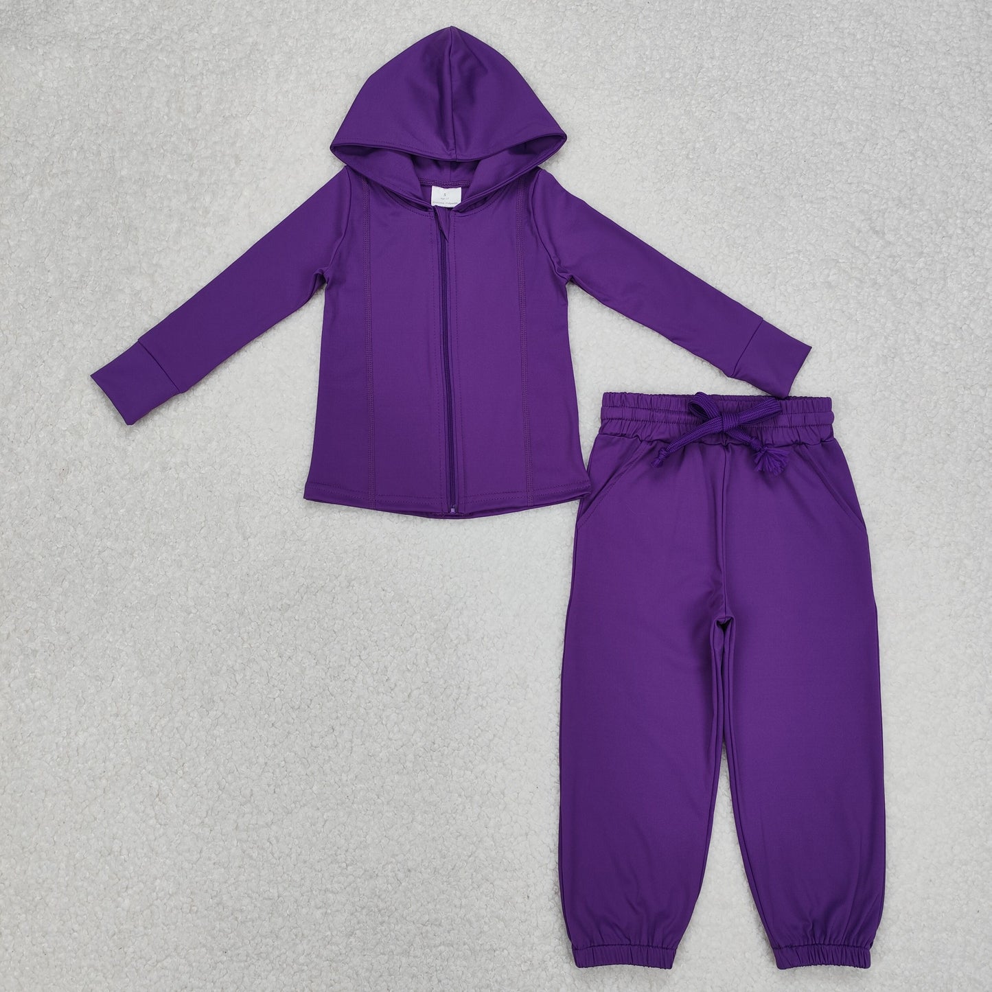 GLP2079 Yoga Set Dark Purple Hoodie Zippy Long Sleeve Top Pants Set Girls Boutique Clothing 202503 RTS