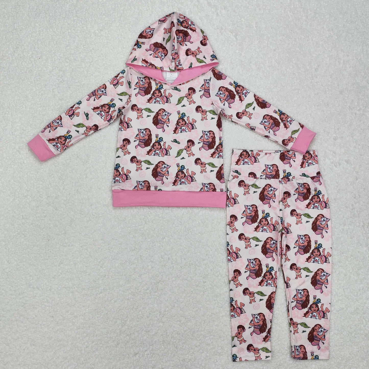 GLP2233 Cartoon Baby Girl Pink hoodie long sleeve Top Pants Outfit Girls Boutique outfits 202501