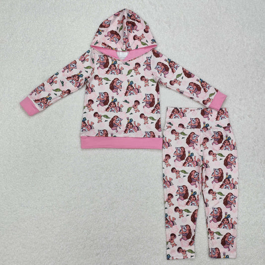 GLP2233 Cartoon Baby Girl Pink hoodie long sleeve Top Pants Outfit Girls Boutique outfits 202501