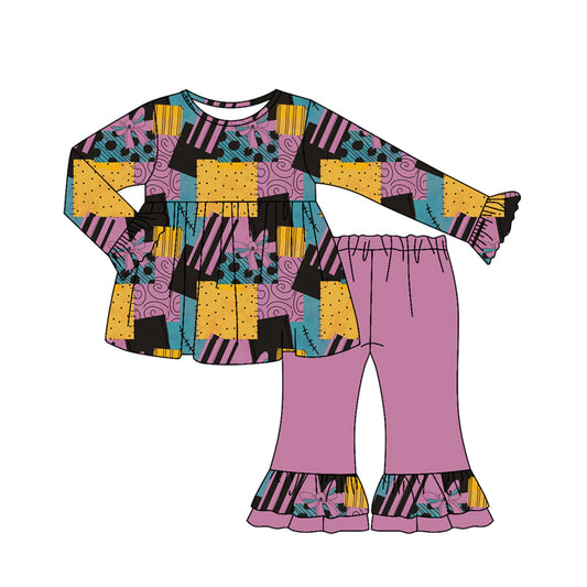 Preorder GLP2586 Halloween Bows Ruffle Long Sleeve Pants Set Girls 202507