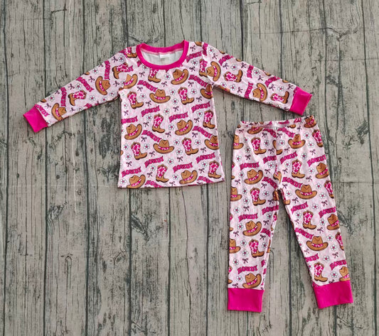 NO MOQ Preorder GLP2664 Howdy Flower Cowgirl Rose Red Long Sleeve Pants Girls Set 202510
