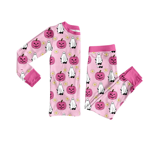 Preorder GLP2672 Halloween Flower Ghost Rose Red Long Sleeve Pants Girls Pajamas Set 202508