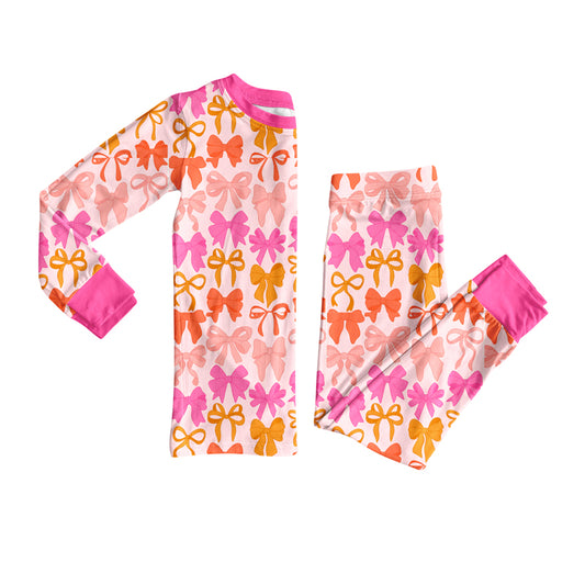 Preorder GLP2701 Bows Rose Red Long Sleeve Pants Girls Pajamas Set 202508