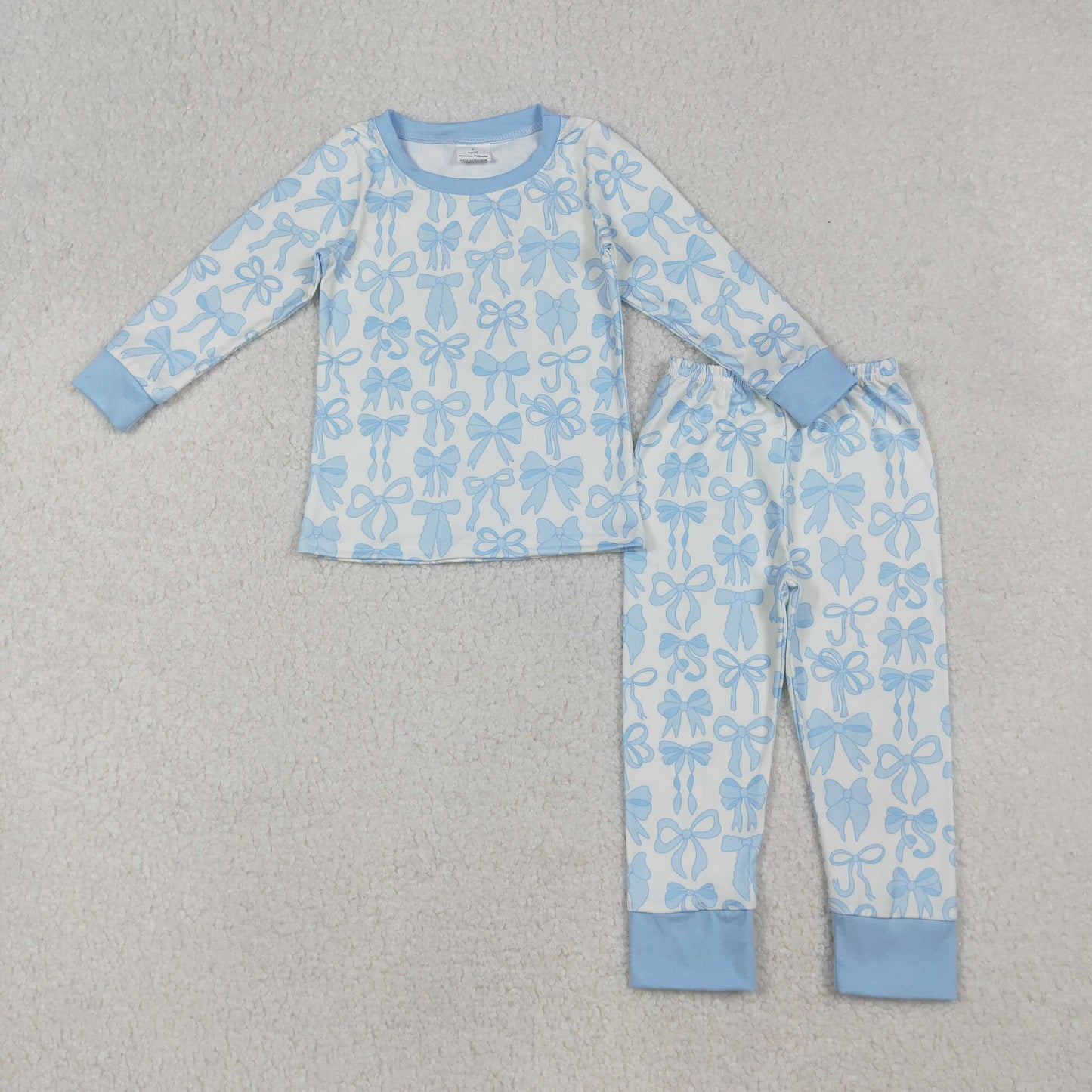 GLP2724 Bows Blue Long Sleeve Pants Girls Pajamas Set 202509 RTS