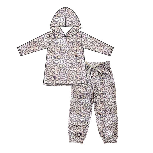 Preorder GLP2742 Leopard Hooded Long Sleeve Pants Girls Set 202508