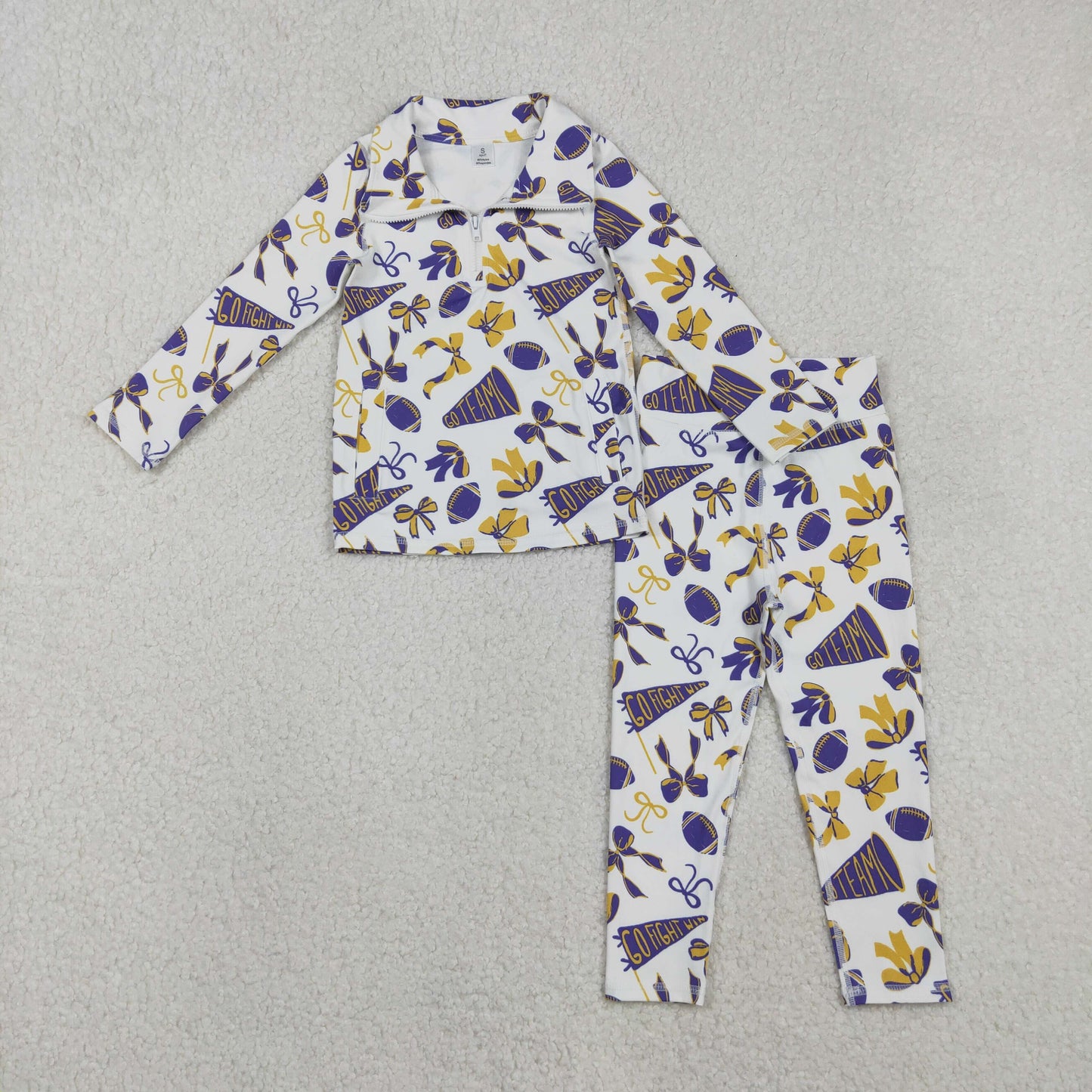 GLP2762 Go Team Football Zipper Collar Long Sleeve Pants Girls Yoga Sets 202511 RTS