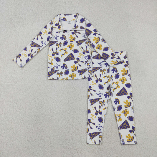 GLP2762 Go Team Football Zipper Collar Long Sleeve Pants Girls Yoga Sets 202511 RTS