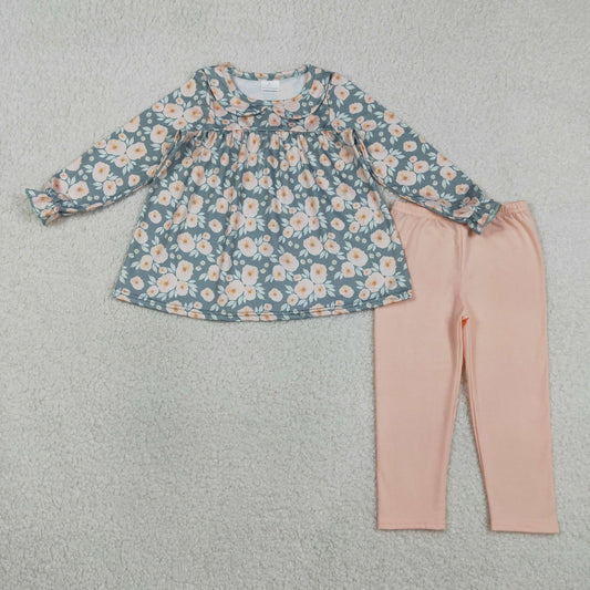GLP2776 Floral Doll Collar Long Sleeve Pink Leggings Girls Set 202603 RTS