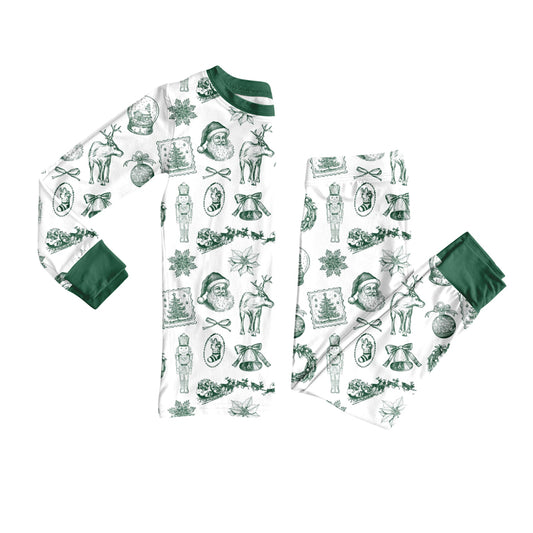 MOQ 8 Preorder GLP2800 Christmas Nutcracker Green Long Sleeve Pants Girls Pajamas Set 202509