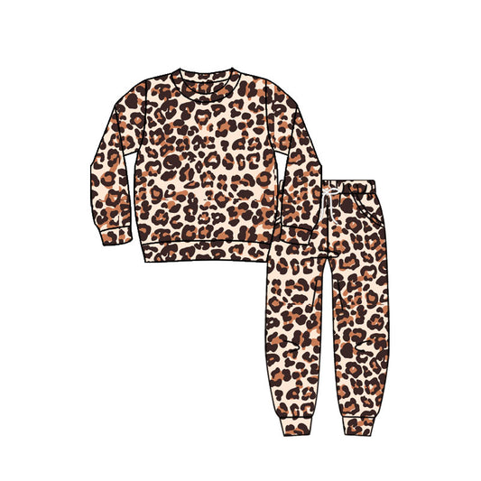 MOQ 8 Preorder GLP2802 leopard Long Sleeve Pants Girls Pajamas Set 202509