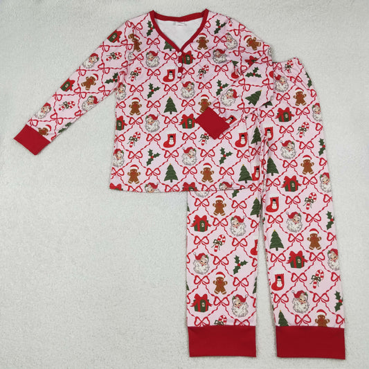 GLP2815 Adult Female Christmas Bows Gifts Red Long Sleeve Pants Pajamas Sets 202510 RTS