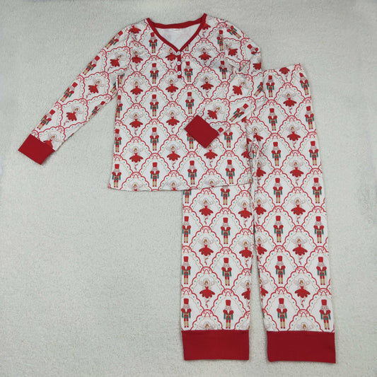 GLP2816 Adult Female Christmas Nutcracker Red Long Sleeve Pants Pajamas Sets 202510 RTS