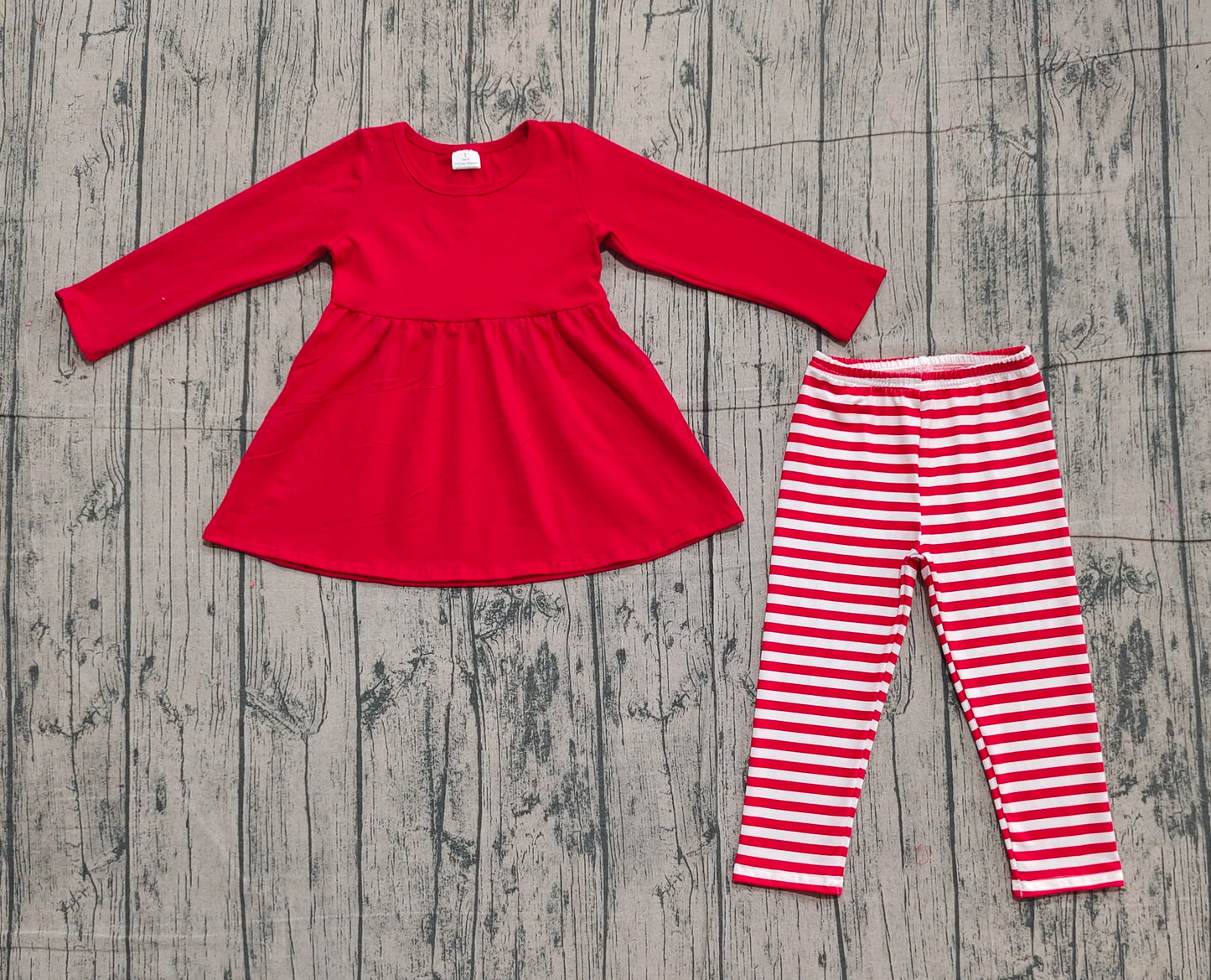 NO MOQ Preorder GLP2864 Red Long Sleeve Stripe Pants Girls Set 202510