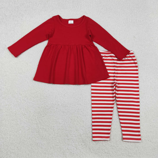 GLP2864 Red Long Sleeve Stripe Pants Girls Set 202511 RTS