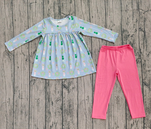 GLP2868 Christmas Flower Long Sleeve Pants Girls Set 202510 RTS