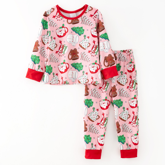 MOQ 8 Preorder GLP2879 Christmas Red Long Sleeve Pants Girls Set 202509