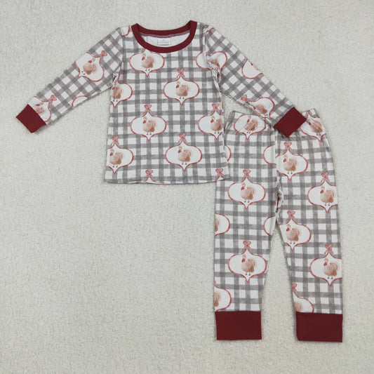 GLP2885-XS-3XL Thanksgiving Plaid Turkey Long Sleeve Pants Girls Set 202510 RTS
