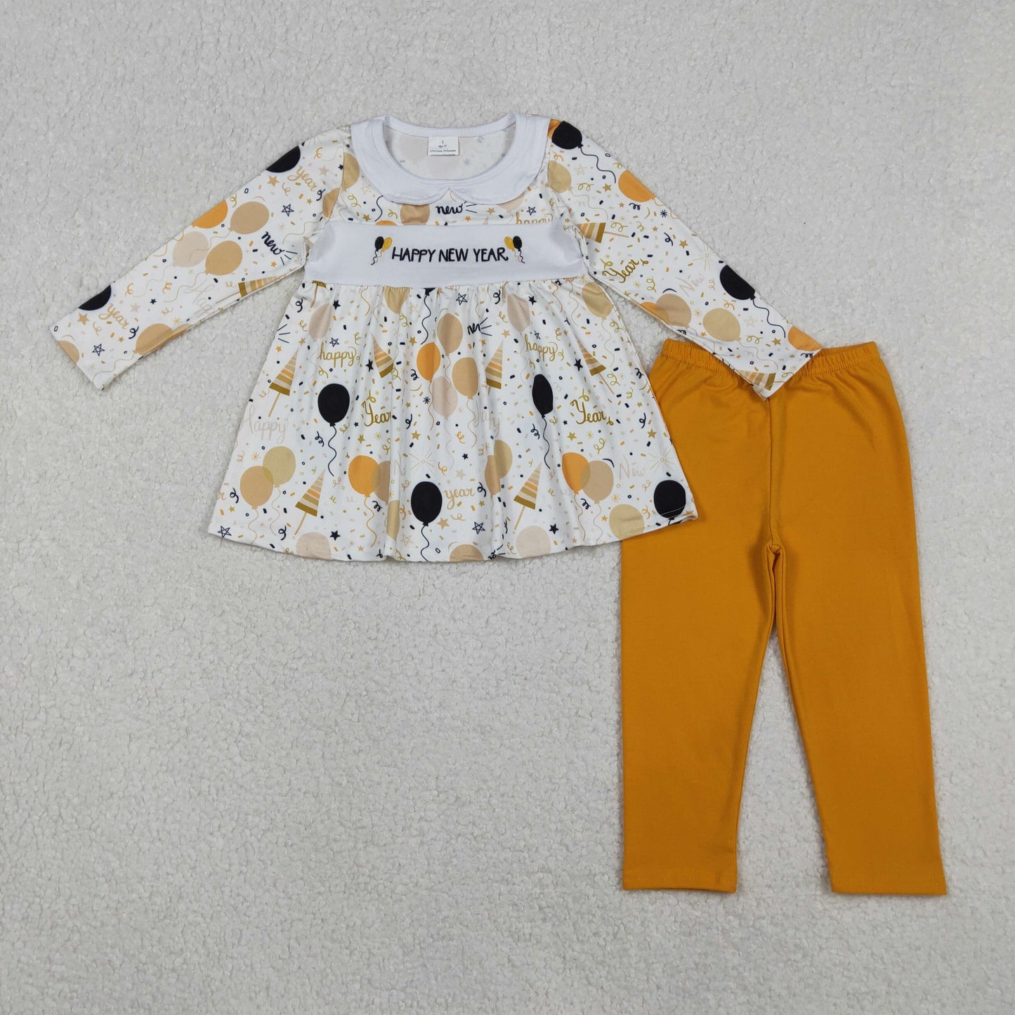 GLP2901 Embroidered Happy New Year Balloon Doll Collar Long Sleeve Pants Girls Set 202510 RTS