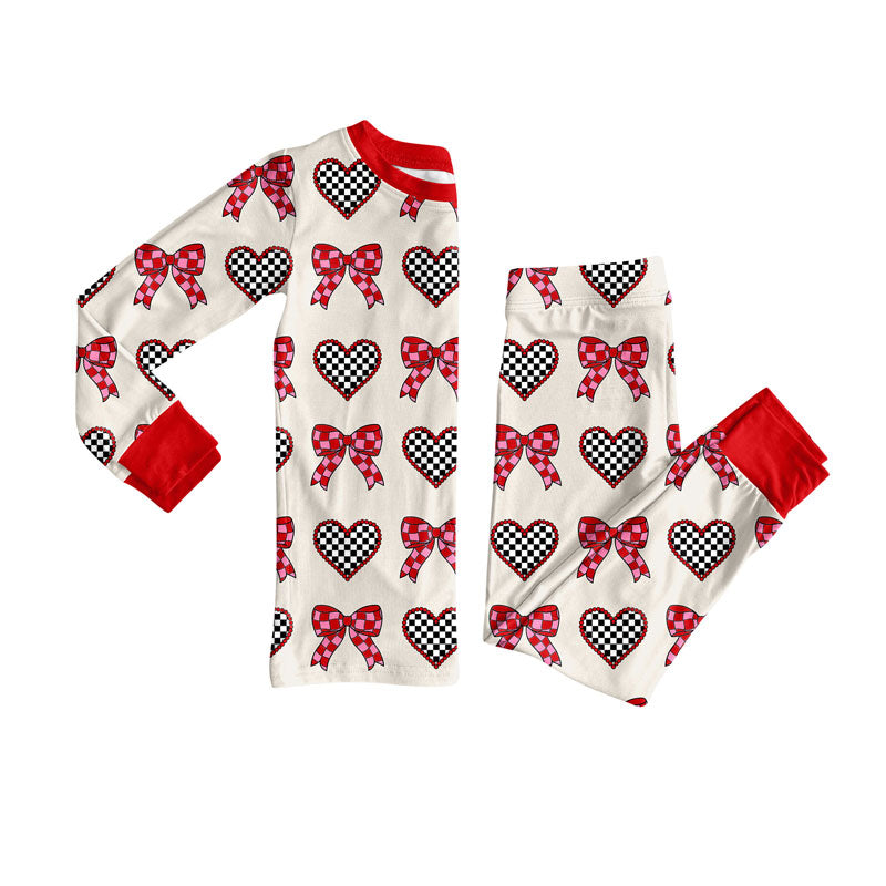 MOQ 8 Preorder GLP2903 Valentine's Day Bows Love Long Sleeve Pants Girls Set 202509