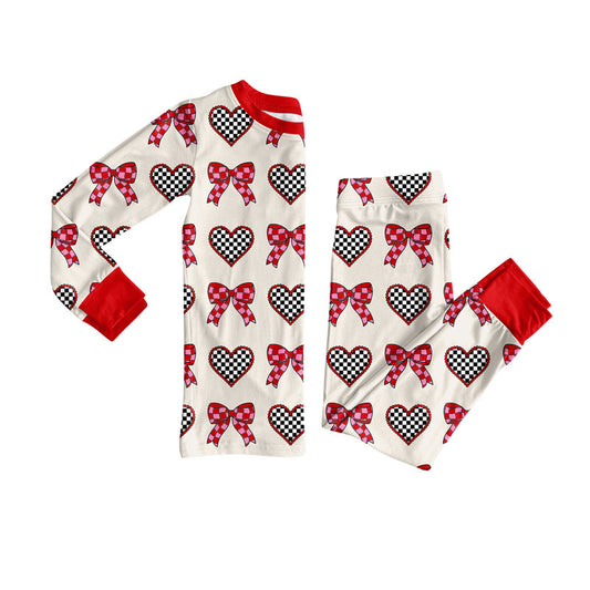 MOQ 8 Preorder GLP2903 Valentine's Day Bows Love Long Sleeve Pants Girls Set 202509