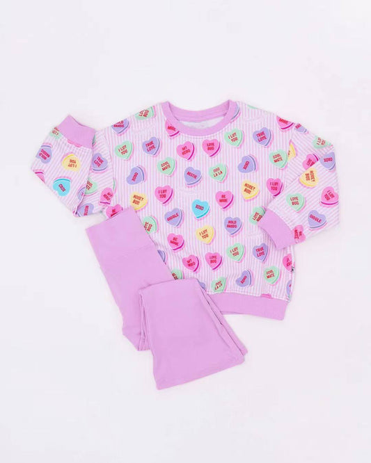 MOQ 8 Preorder GLP2938 Valentine‘s Day Stripe Love Long Sleeve Pants Girls Set 202509