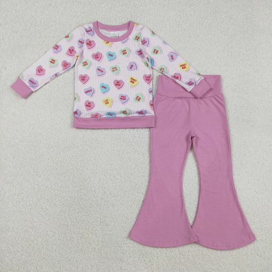 GLP2938 Valentine‘s Day Stripe Love Long Sleeve Pants Girls Set 202511 RTS
