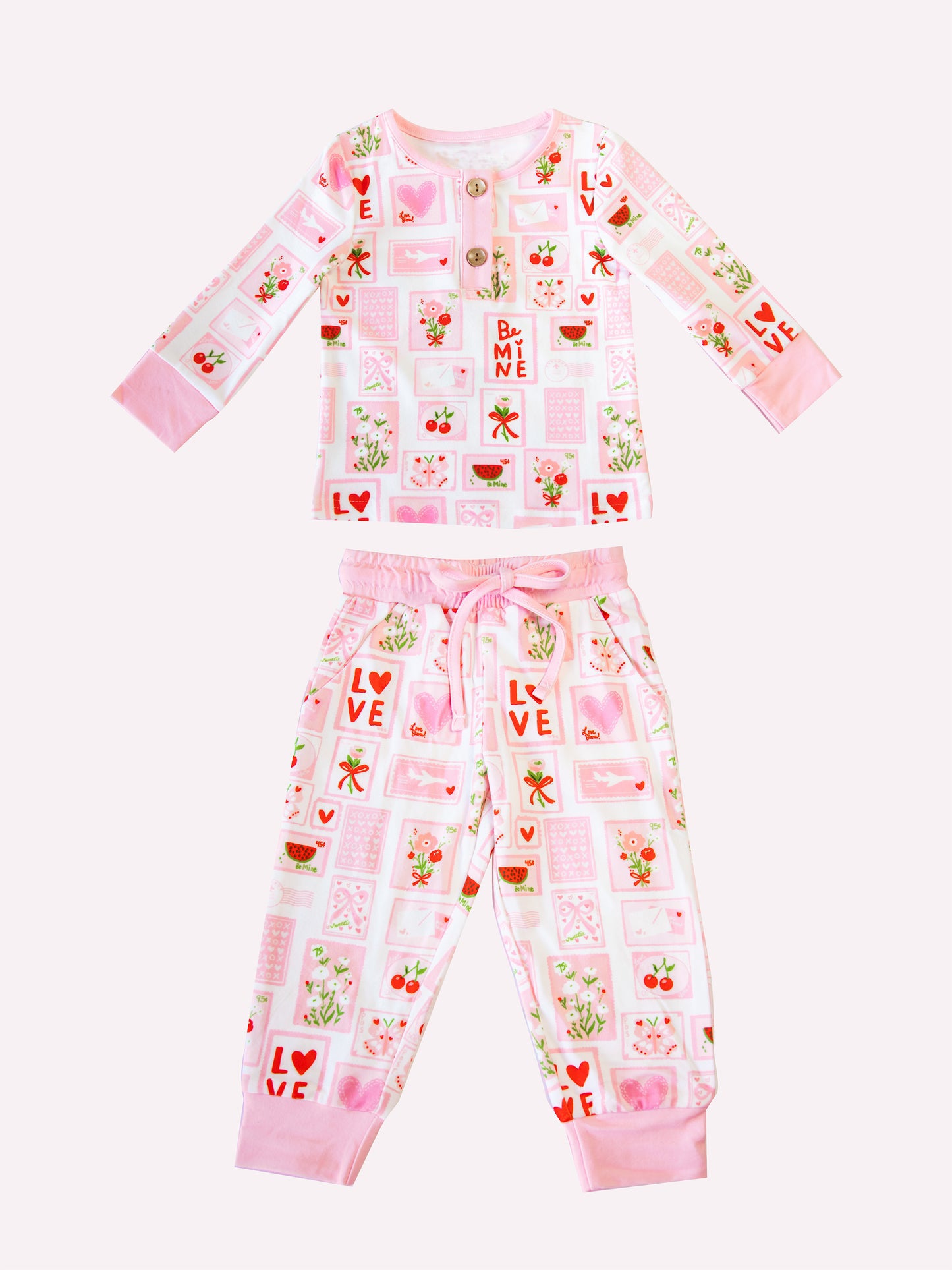 MOQ 8 Preorder GLP2946 Valentine's Day Love Flower Plaid Pink Long Sleeve Pants Girls Set 202510