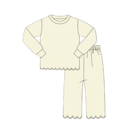MOQ 8 Preorder GLP2963 Solid Beige Long Sleeve Pants Girls Set 202510