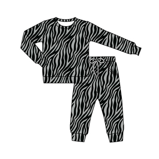 MOQ 5 PCS Preorder GLP3183 Stripe Black Long Sleeve Pants Girls Pajama Set 202511