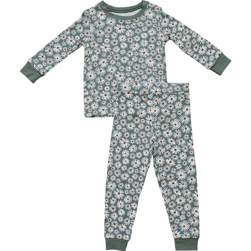 MOQ 5 PCS Preorder GLP3199 Flower Green Long Sleeve Pants Girls Pajama Set 202511