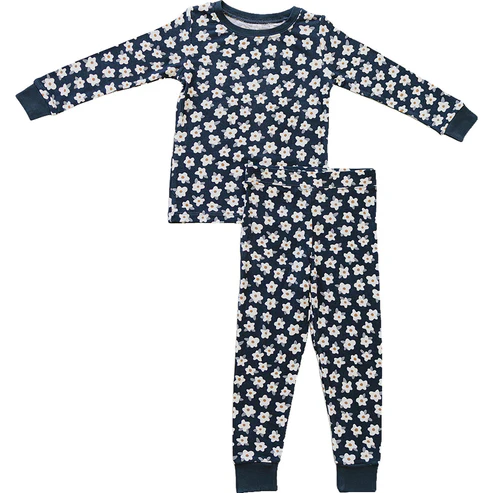 MOQ 5 PCS Preorder GLP3200 Flower Navy Long Sleeve Pants Girls Pajama Set 202511