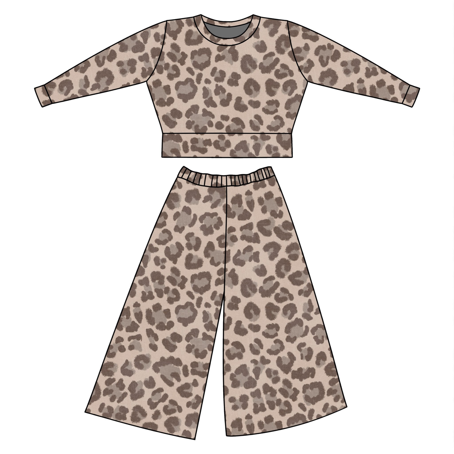 MOQ 5 PCS Preorder GLP3229 Brown Leopard Long Sleeve Pants Girls Sets 202511