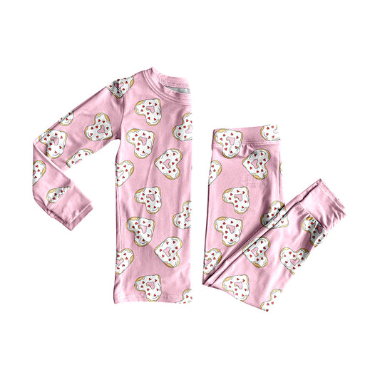 MOQ 5 PCS Preorder GLP3245 Valentines Day Love Pink Long Sleeve Pants Girls Pajama Set 202512