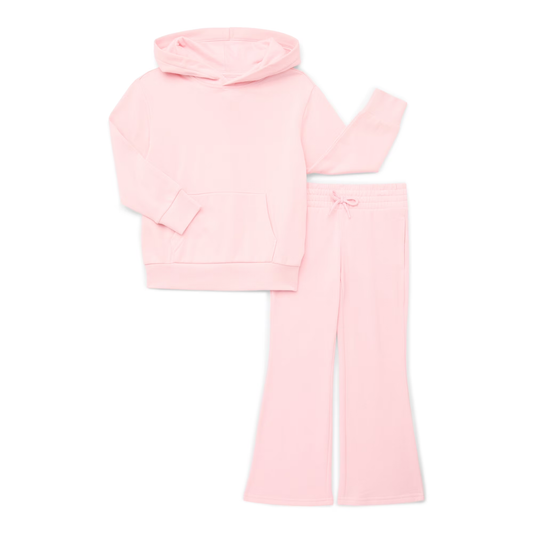 MOQ 5 PCS Preorder GLP3251 Solid Light Pink Hooded Long Sleeve Pants Girls Sets 202512