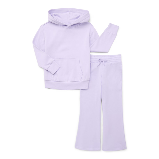 MOQ 5 PCS Preorder GLP3252 Solid Light Purple Hooded Long Sleeve Pants Girls Sets 202512