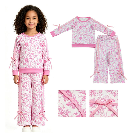 RTS GLP3353 baby girl clothes floral print toddler girl fall winter outfit clothing set