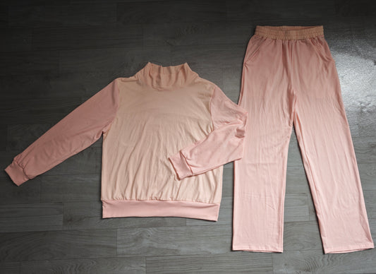NO MOQ Preorder GLP3415 Adult Female Solid Pink Long Sleeve Pants Sets 202607 Daughter & Mom Matching Sweatshirt and Sweatpants Set