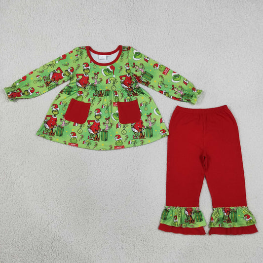 GLP3459 Christmas Green Animals Red Girls Set