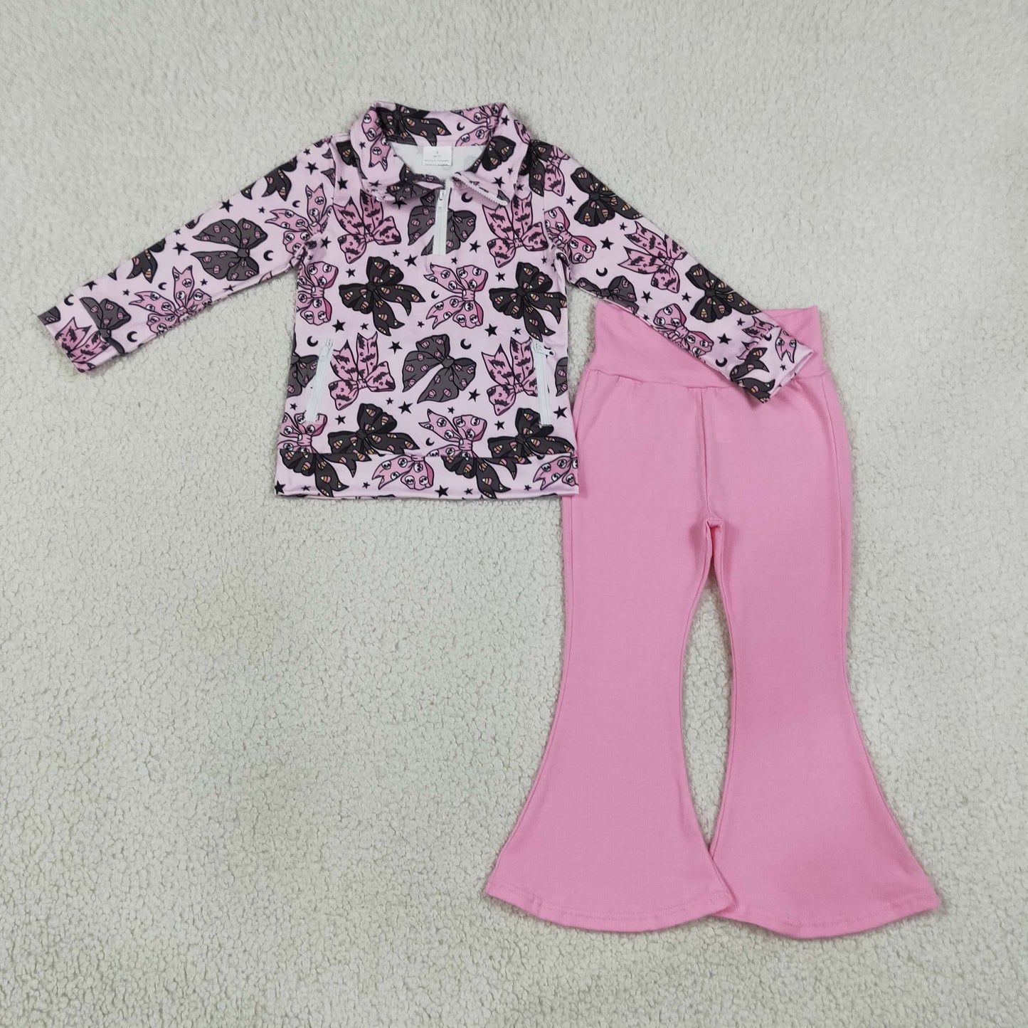 GLP3507 Halloween Bows Pink Zipper Girls Set 202609 RTS