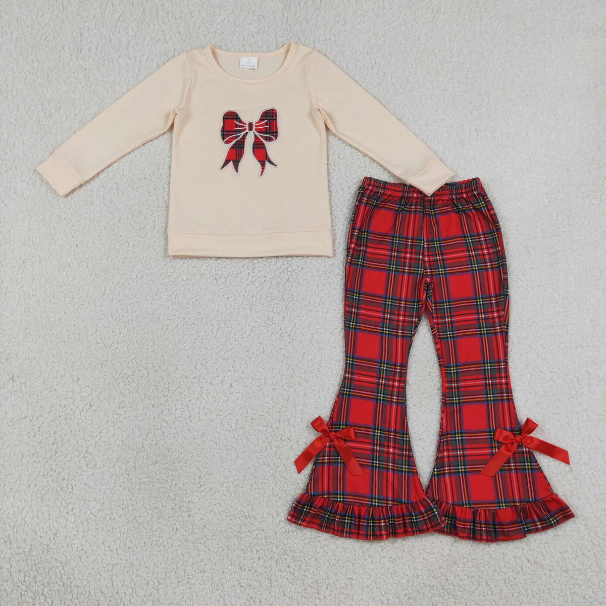 GLP3547 Christmas Bows Plaid Red Girls Set