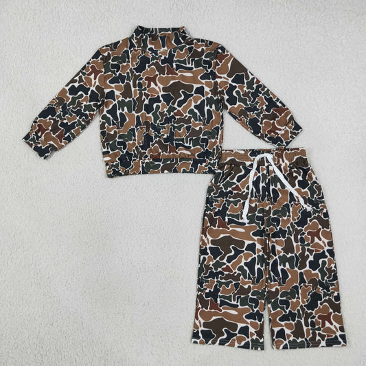 GLP3601 Hunting Camo Middle Neckline Yoga Girls Set